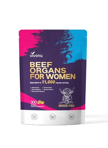 Beef Organ Supplement for Women, 100 Day Supply, 11000mg per Serving Beef Organs with Bovine Liver, Ovary, Uterus, Kidney, Heart, Bone & More, 100% Grass Fed, Balance Hormones, Energy, 1 Bag