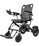 Elektrischer Rollstuhl Faltbar, Leichtgewicht Elektrische Transport Rollstühle für Senioren, reisetauglich & schmal, bis 170 kg, 500W Motor, herausnehmbarer 10Ah Akku, bis zu 20 Km (Schwarz)