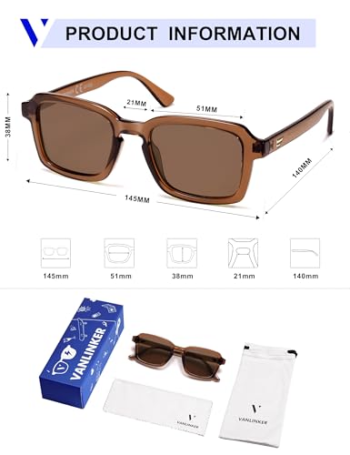 Image of VANLINKER Polarized Trendy Square Sunglasses for Women Men 2026 Retro Chic Cute Shades VL9849