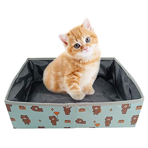 Litiere de Voyage pour Chat Pliable XL, Bac Litiere pour Chats Portable, Durable, Imperméable, Facile à Nettoyer pour Voyage, Camping, l'intérieur, Extérieur, Car, Parc, 47 * 36 * 13cm (Petit Ours)
