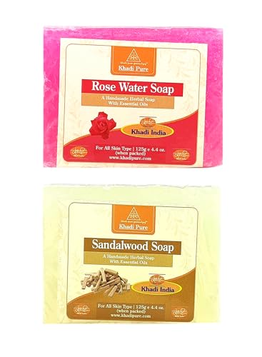 Image of Khadi pure Herbal Rose Water & Sandalwood Soap (125g) Pack of 2 (250g)