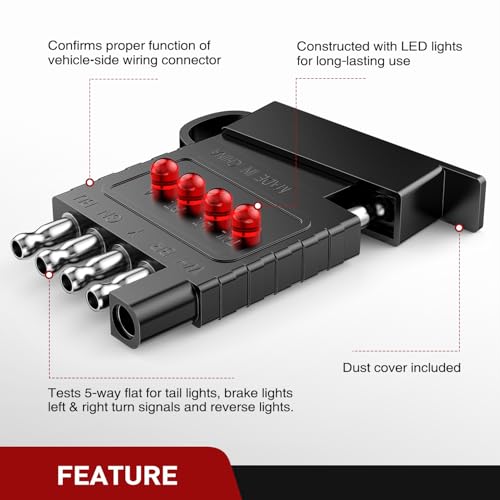 Image of Nilight 5 Way Flat Trailer Wiring Tester Male Female Double End
