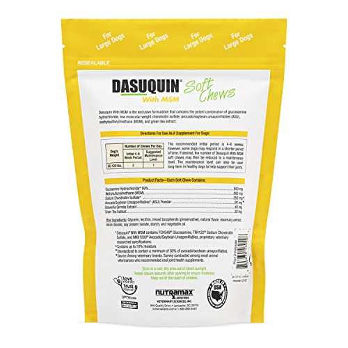 Nutramax Dasuquin With Msm Joint Health Supplement For Large Dogs - With Glucosamine, Msm, Chondroitin, Asu, Boswellia Serrata Extract, And Green Tea Extract, 84 Soft Chews #TOP1
