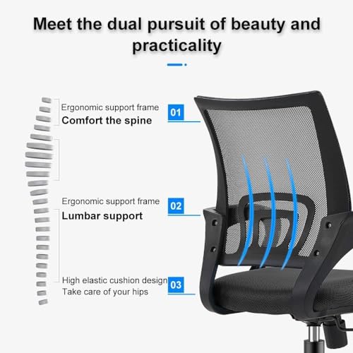 Effortless Elegance: Stylish Black Desk Chair with Customizable Ergonomic Features - Thumbnail 4