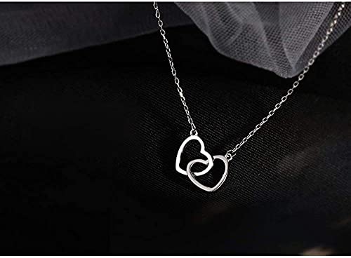 SARJAR Interlock Heart Silver Pendant Necklace Dainty Infinity Eternity Love Choker Necklaces Cute Initial Heart Adjustable Chain Necklace Clavicle Chain Girlfriend Necklace Gift - Image 2