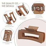 Mandydov 8 Pcs Large Hair Claw Clips 4.1 Inch Non-slip Big Square Matte Claws for Women, Strong Hold Banana Clips for Thick Thin Hair - Image 3