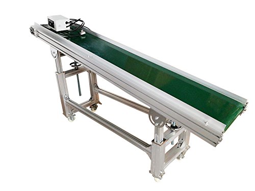 110V 70.8inch x 11.8inch Green PVC Belt Electric Inclined Conveyors Machine 19.6inch-31.4inch Adjustable