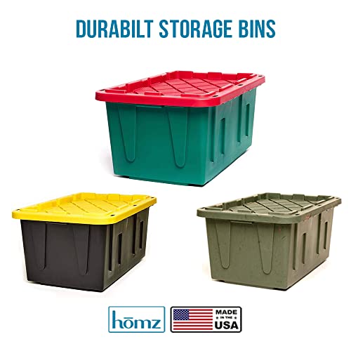 Homz 15 Gallon Durabilt Storage Bins, Pack Of 2 Heavy Duty Plastic Containers, Secure Snap Lids, 6 Hasp Areas For Tie-Down Straps Or Locks, Stackable, Nestable, Organizing Totes #TOP7