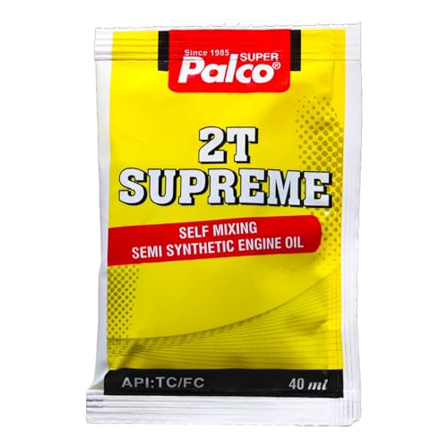 Image of PALCO 2T-SUPREME Engine Oil 40ml Pouch API: TC JASO: FC Small Packet Semi-Synthetic 2-Stroke Petrol Mix Additive for 2 Stroke Bike Scooter Scooty Auto 3 Wheller (40ml X 20 Piece Pouch)