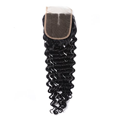 Brazilian Virgin Curly Hair Lace Closure Deep Wave 4x4 Lace Closure Middle Part 12 inch