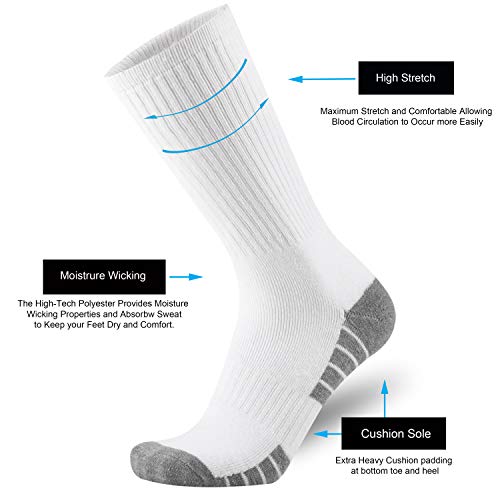 Onke Cotton Cushion Crew Socks For Men Athletic All Season Heavy Duty Work Boot With Thick Moisture Control Sweat Wicking(White Xl) #TOP3