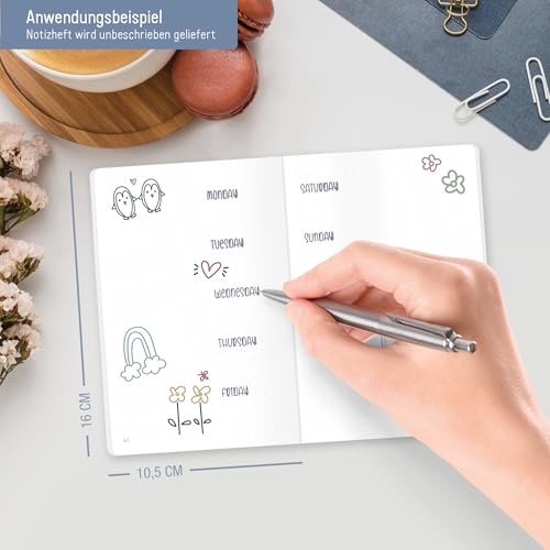 paper&you® Notizheft A6+ Punktraster Flower Joy mit 64 Seiten, Notizbuch klein, Mini dotted Journal - nachhaltig & klimafreundlich