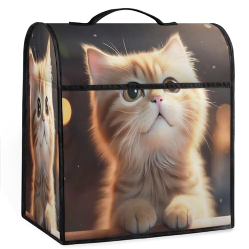Coffee Maker Cover Cat Cute Animal Kitchen Appliance Covers Small Appliance Covers Blender Cover Juicer Cover Dust Covers for Kitchen Appliances with Top Handle and Pockets,Washable,C108
