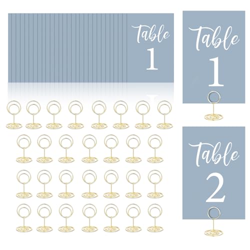 XUWAIDSGN Table Numbers Cards 1-30 with Holder, Dusty Blue, Metal...