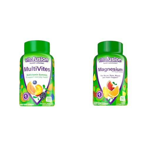 Vitafusion MultiVites Gummy Multivitamins for Adults with 12 Vitamins and Minerals & Magnesium Gummy Supplement, 60ct