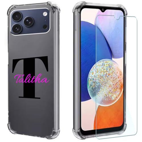 FortiCase Custodia Personalizzata + Pellicola Protettiva per iPhone 17 Pro,Trasparente Silicone Cover,con con Iniziali/Testi Disegni,per iPhone 17 Pro Personalizzata Case -SYZMG