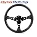 14inch 350mm PU Leather Car Racing Steering Wheel black With Adapter Plate 70mm PCD For Logitech G29 G920 G923 For Racing Game (black+black)