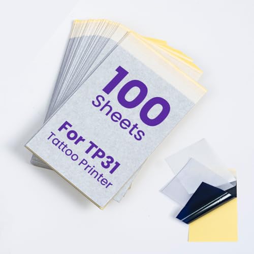 Phomemo Tattoo Transfer Paper for TP31 Mini Tattoo Stencil Printer, 100 Sheets Stencil Paper for Tattoo Supplies Kit, 3.15