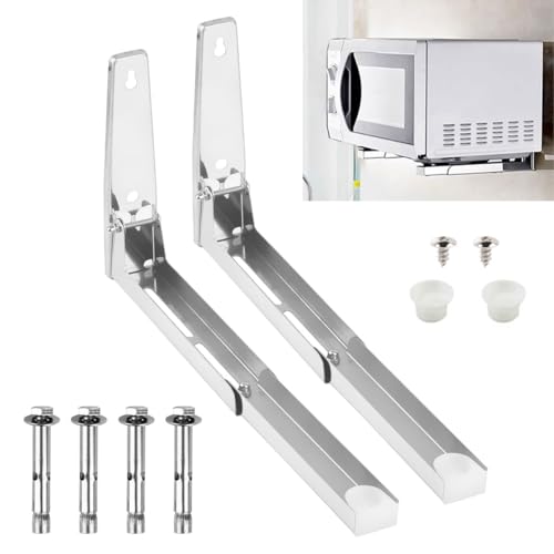 FOROREH 2pcs Support Mural Micro Onde en Acier Inoxydable, Support de Montage Mural pour Four à Micro-Ondes, Charge Maximale 50 kg, Support Mural Étagère...
