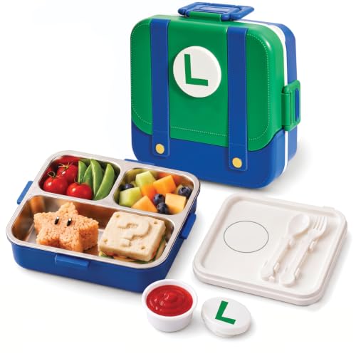 Image of House of Quirk 750ml Stainless Steel Bento Lunch Box for Kids & Adults, 3-Compartment Insulated Lunch Box with Spoon, Fork & 50ml Spice Box, Leakproof, BPA-Free (Green)