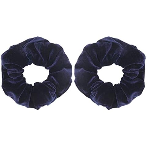 SUSULU 2pcs/lot Big Quality Velvet Hair Scrunchies elastic Spring Hair Bands Ponytail Holder (Navy Blue) Cover
