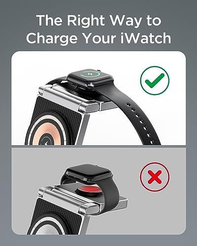 Hohosb Magnetic Charging Station, 3 in 1 Foldable Zinc Alloy Wireless Charger Stand[Compatible with Magsafe Charger] for iPhone 15/14/13/12 Series, AirPods Pro/3/2,Apple Watch/iWatch-Black