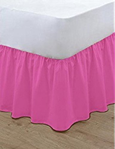 Gold Star Bedding Plain Dyed Poly Cotton Soft Frilled Base Valance Sheets Bed Sheets Covers (Fuschia, Double) — image 1