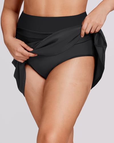 Daci Women Plus Size Tummy Control Swim Skirt Athletic High Waisted Swimsuit Bottom2