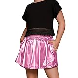 Perfashion Girls Metallic Skirts Sparkly Festival Shorts Shiny Rave Skorts 4 5t Alien Costume with Pockets...