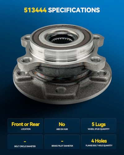 Image of PHILTOP 513444 Front and Rear Wheel Hub Assembly Fit for 2017-2022 Jeep Compass, Jeep Renegade 2015-2021, Fiat 500X 2016-2020 Wheel Hub Bearings 2pcs