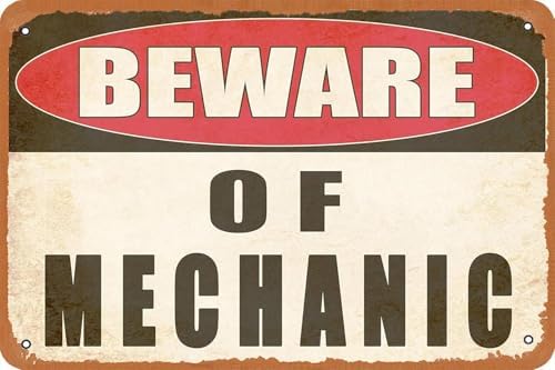 Funny Mechanic Metal Tin Sign Wall Decor Man Cave Bar Shop Warning Beware of Mechanic 8"x12"