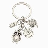 Owl Keychain with 4 Vintage Owl Charms, Creative and Unique Accessory for Bag Charms Funny Keychains Gift for Women Animer Lover Girls