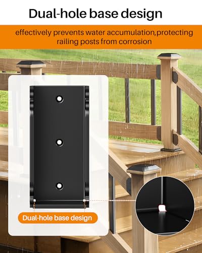 Image of 12PCS 201 Stainless Steel Deck Railing Bracket Connectors,Wood Post Deck Rail Bracket for 2 inchx4 inch (Actual 1.5 inchx3.5 inch)Wood Post Deck Rail Bracket to Handrail,Fence Railing Brackets,Barn and Beam(12pc-90)