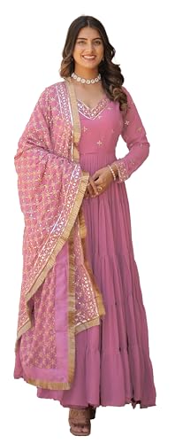 Image of Wedani Georgette Sequins Embroidered Work Anrakali Kurta Set for Women