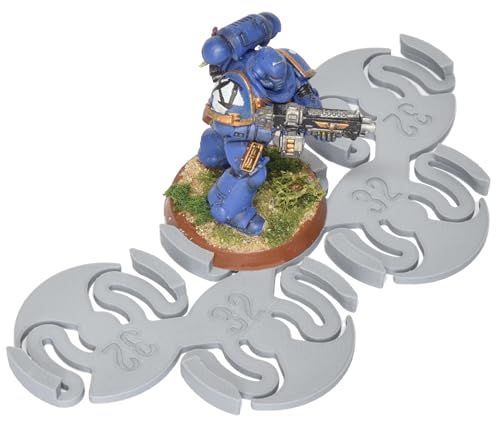 Miniature Mods - Assault Movement Trays - 4 pack - round bases - 5 models in staggered formation - gaming and storage - Grey (32mm)