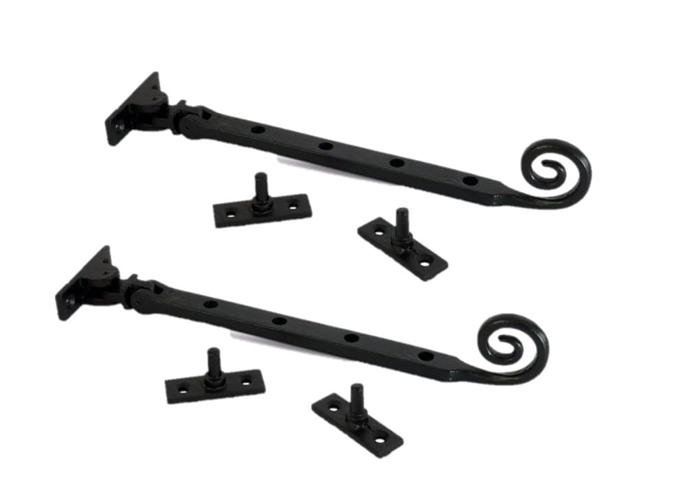 Window Casement Stay, Black Monkey Tail, 250mm 10" Inches Pair
