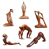 Yoga Pose Wood Carving Decoration,Yoga is Learning to Come Back to Yourself,Handmade Brown Human Figure Yoga Meditation Sculpture,Yoga Woman Poses Decoration,Yoga Body Carving Resin Figurines (6PCS)