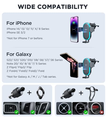 image for JOYROOM Wireless Car Charger Mount, 15W Dual Coil Car Phone Holder Mou