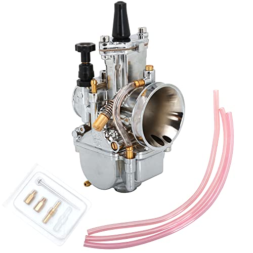 JFG RACING Carburateur 28mm,Carburateur de Moto PWK 28 mm pour gy6 75 CC 80 CC 100 CC 125 CC 2T 4T – Chrome