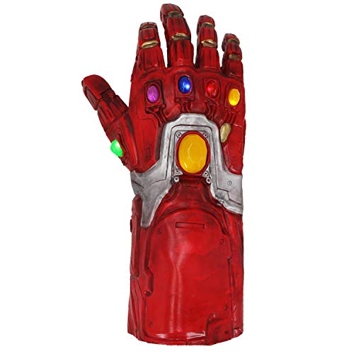 Gauntlet Gloves Iron Man LED Light Latex Gauntlet Gloves for Kids,Adults,Boys Halloween Costumes Props Red