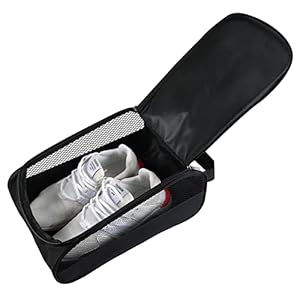 Outdoor Golf Shoes Bags Travel Shoes Bags Zippered Sport Shoes Bag (Black)