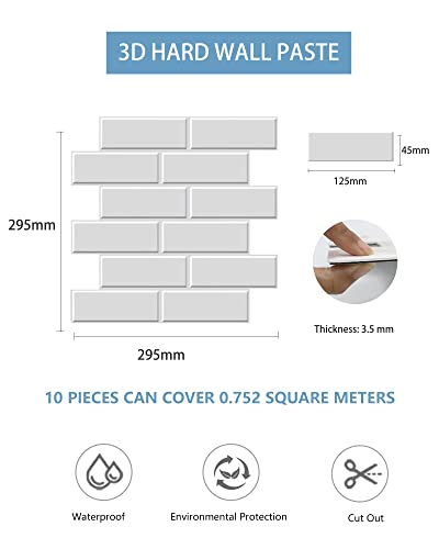 Sabonpop 10 Sheet New Hard Materials Peel And Stick Backsplash Tile Pvc, 3D Peel And Stick Wall Panels For Living Room, Bathroom, 12 X 12Inch （White）… #TOP2