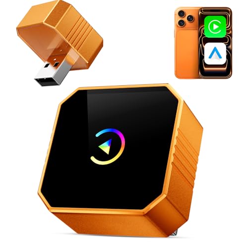 2026 Wireless CarPlay Adapter for iPhone ＆ Android Auto Mini Wired to Wireless Apple Car Play Adapter Plug & Play Compatible for iPhone iOS 10+ Android 11+ with After 2016 Cars