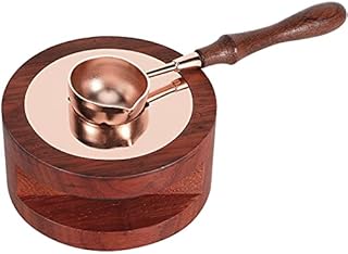 Roylvan Wax Seal Kit, Wax Seal Warmer Melting Spoon Kit with Pear Wood Handle, Wax Sticks Wax Beads Melting Furnace Stove Pot Tool with Melting Spoon for Wax Sealing Stamp, Rosewood