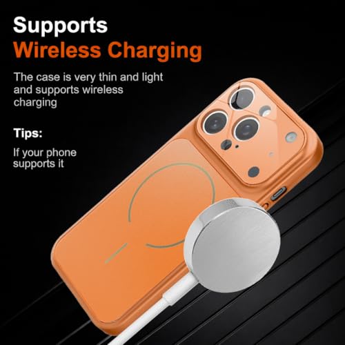 Image of SHINESTAR iPhone 16 Pro Max Case - Premium Shockproof Protective Cover, Wireless Charging Compatible, Slim & Durable Luxury Back Cover with Camera Protection (Orange)