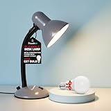 Flexible Desk Lamp with Bulb – Flexi Table Reading Lamp Adjustable Neck Metal Construction On/Off Switch & 1.5m Cable W/BS Approved Plug Mains Powered Desk Lamps | Perfect for Home & Office Use