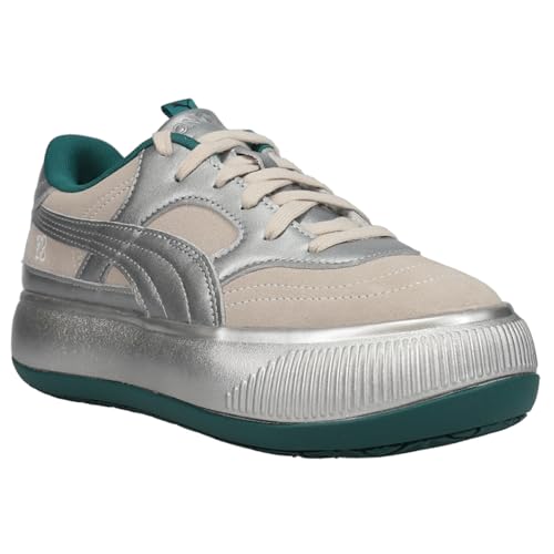 PUMA Womens Pronounce X Suede Mayu 2 Metallic Platform Lace Up Sneakers Shoes Casual - Silver2