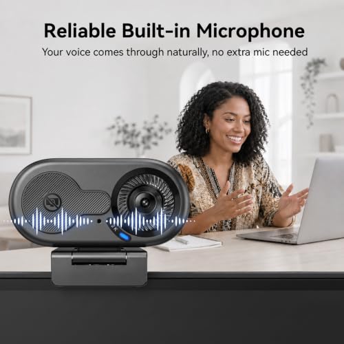 Image of EMEET C100 2K Webcam for PC, Built-in Mic, Rotating Privacy Cover, Portable Metal Clip, Computer Camera for Home Office, Meetings, Learning, Streaming, External Webcam for Desktop, Laptop, PC USB-A