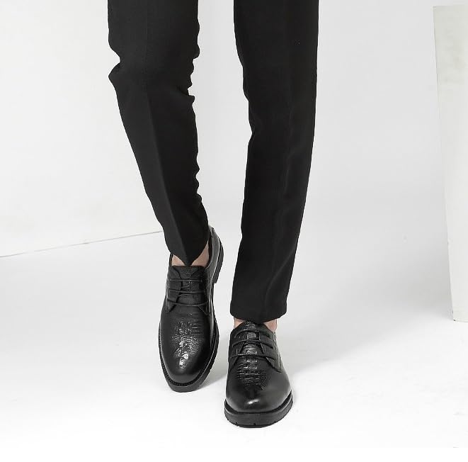 Men's Fashion Wingtip Brogue Shoes Men Genuine Leather Oxford Shoes Men Non-Slip Waterproof Business Formal Derby Shoes(Black,10.5)3