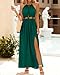 BTFBM Women Halter Summer Dresses 2025 Sleeveless Cutout Backless Sundress Slit Boho Casual Maxi Wedding Beach Dress(Dark Green, Large)